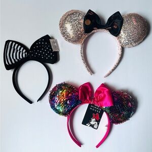 Disney Sequin Ears Headband | Bundle X 3 | Pink Black and Gold